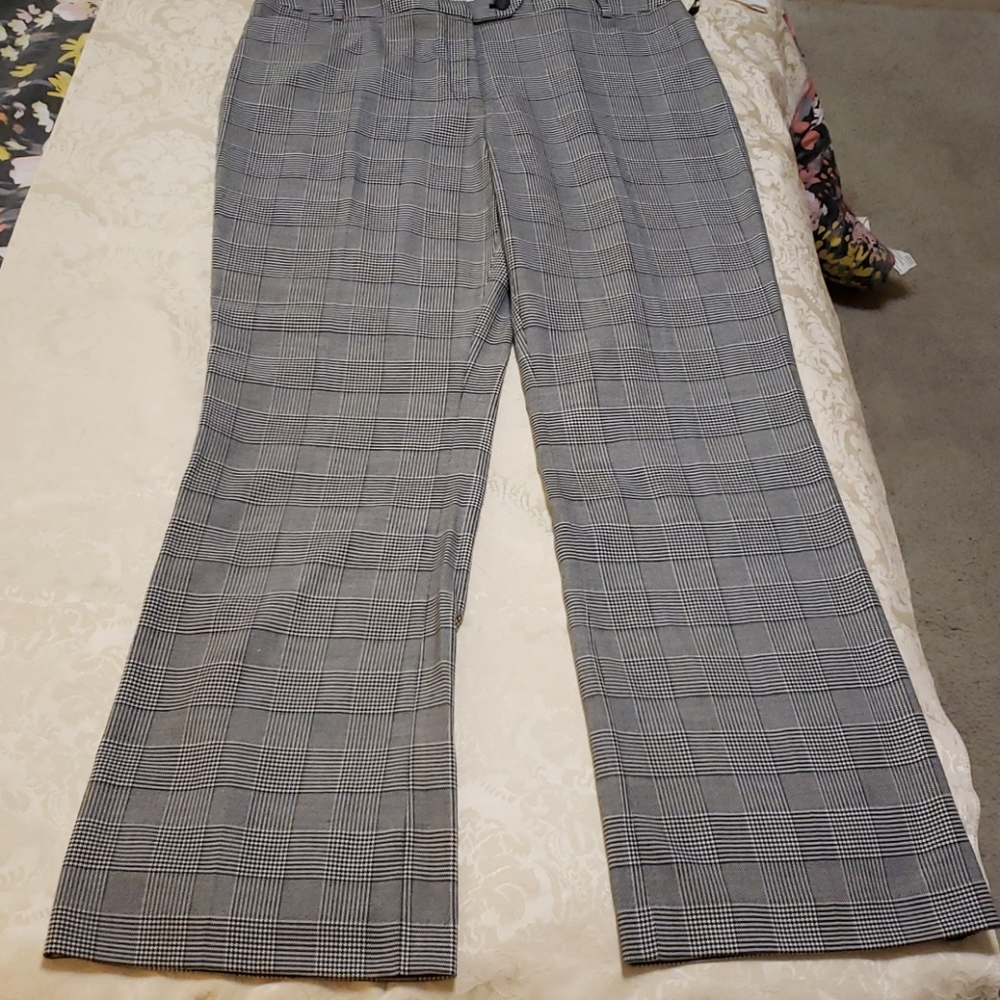 Cream and Black Check Trousers by Calvin Klein